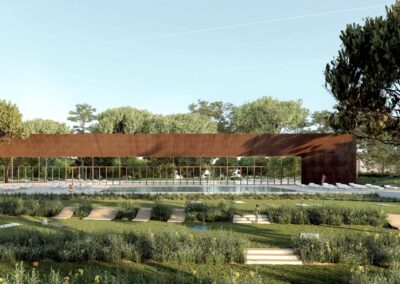 Aménagements paysagers et construction du centre aquatique de Lambesc