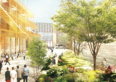Aménagement des espaces extérieurs de l’îlot sur le parc – Les Echelles